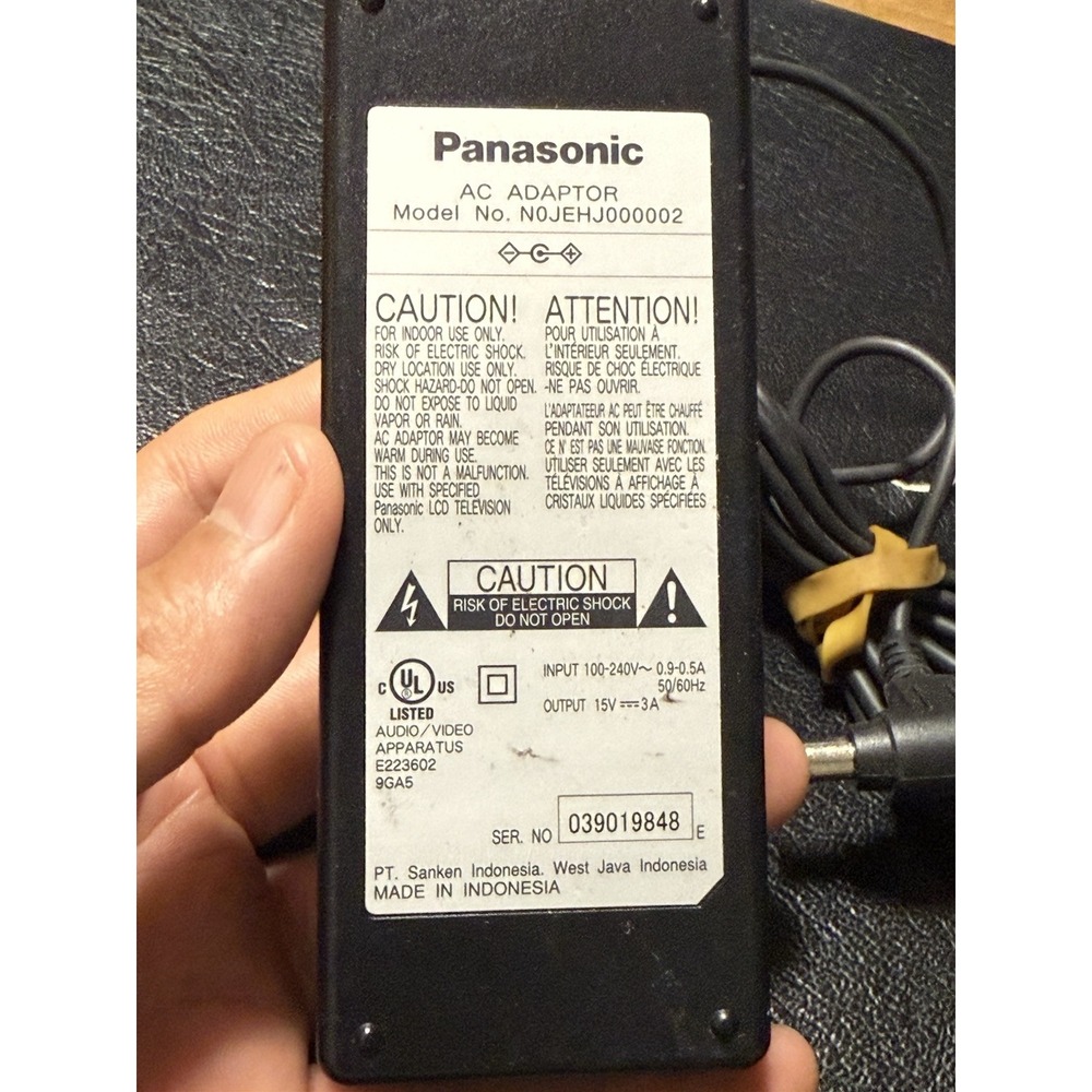 Panasonic AC Adapter Model N0JEHN000002 15V 10A